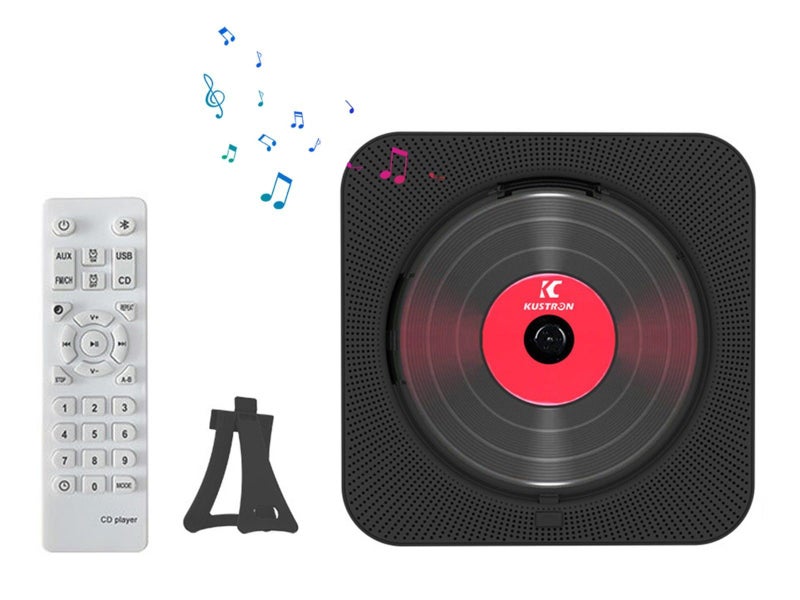 Portable CD Player with Bluetooth Receiver Music Player Home FM Radio - Black Carousel 1