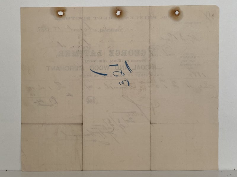 ANTIQUE INVOICE: George Latimer, Dunedin – Coal and Wood Merchant 1887 (137yo) Carousel 3