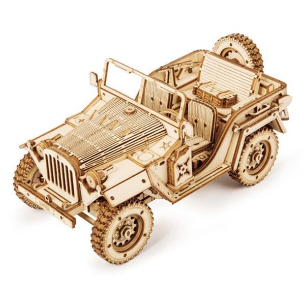 Robotime DIY Army Field Car 3D Puzzle Kit 1:18 Scale Carousel 1