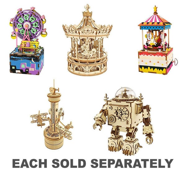 Robotime DIY Mechanical Wooden Music Box Carousel 2