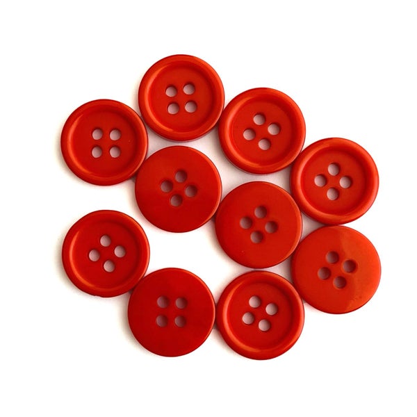 Buttons Plain red 15mm 10 pk Carousel 1
