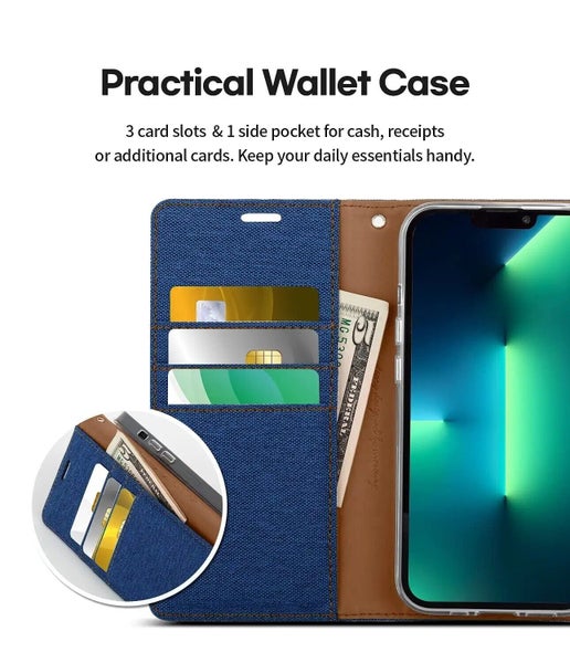 For iPhone 12 Pro Max Wallet Flip Denim Case Cover Carousel 2