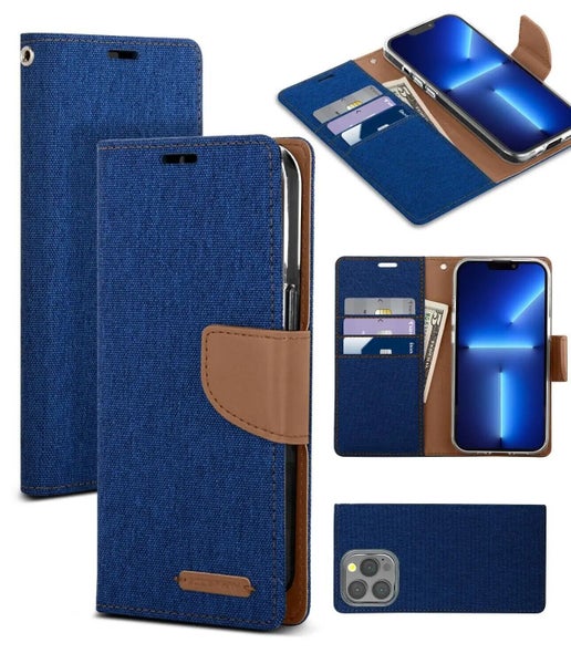 For iPhone 12 Pro Max Wallet Flip Denim Case Cover Carousel 7