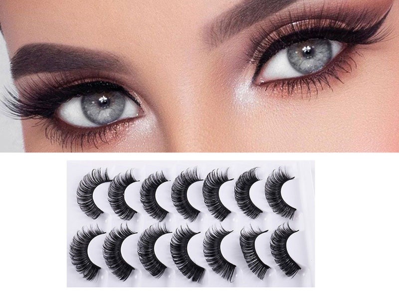 7 Pairs of D-Curved Natural Curling False Eyelashes Faux Eye Lashes Style 1 Carousel 3