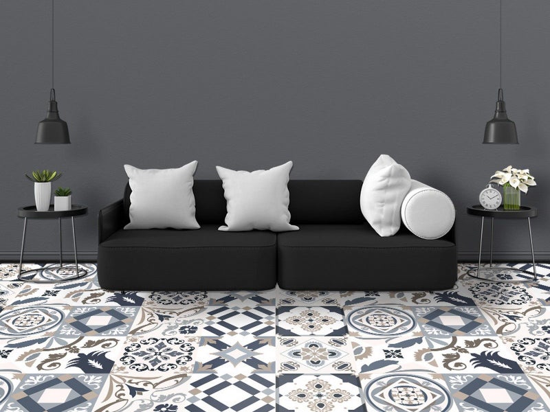 20Pcs PVC 10x10cm Peel and Stick Floor Tiles Frosted Floor Sticker Style 3 Carousel 1