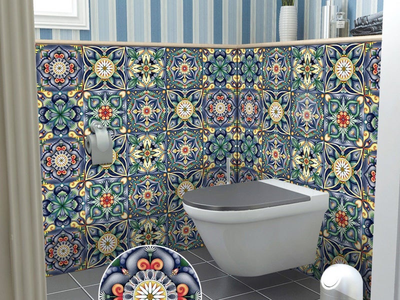 20Pcs PVC 10x10cm Peel and Stick Floor Tiles Frosted Floor Sticker Style 5 Carousel 2