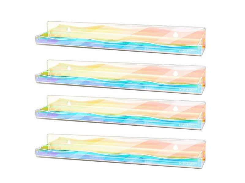 4Pcs Iridescent Wall Mounted Shelf Acrylic Nail Polish Organizer Display Rack Carousel 1