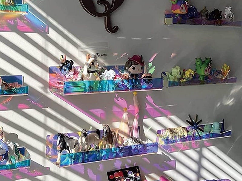 4Pcs Iridescent Wall Mounted Shelf Acrylic Nail Polish Organizer Display Rack Carousel 2