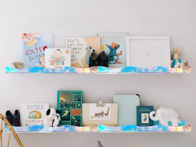 4Pcs Iridescent Wall Mounted Shelf Acrylic Nail Polish Organizer Display Rack Carousel 4