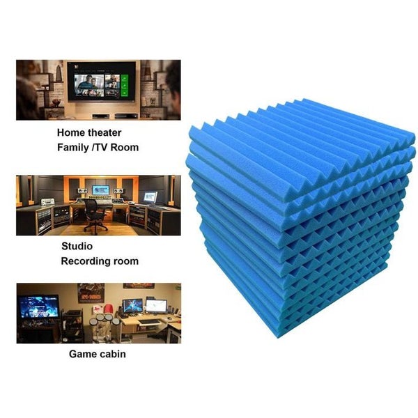 96 Acoustic Soundproof Foam Sound Absorbing Panels 30x30x2.5cm | Blue Carousel 2