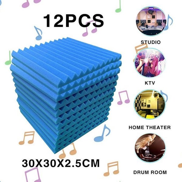 24 Acoustic Soundproof Foam Sound Absorbing Panels 30x30x2.5cm | Blue Carousel 5