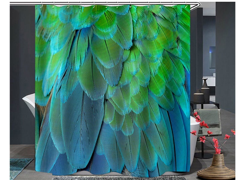 Colourful Feathers Polyester Shower Curtain 180x180CM Style 1 Carousel 2