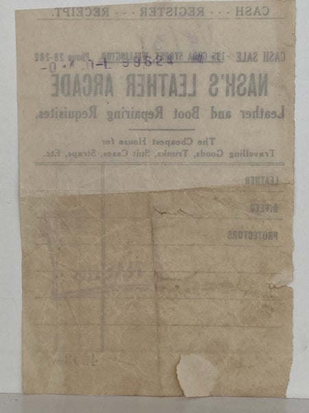 VINTAGE INVOICE: Nash’s Leather Arcade, Wellington – Leather & Boot Repairs 1931 Carousel 3