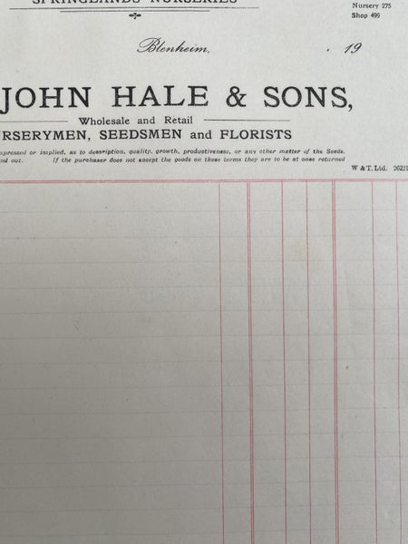 ANTIQUE INVOICE: John Hale & Sons, Blenheim Carousel 1