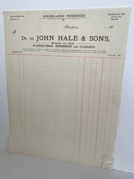 ANTIQUE INVOICE: John Hale & Sons, Blenheim Carousel 2