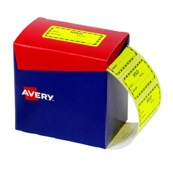 Avery Fluoro Yellow Hold Label 2000pcs/Roll (75x36mm) Carousel 1
