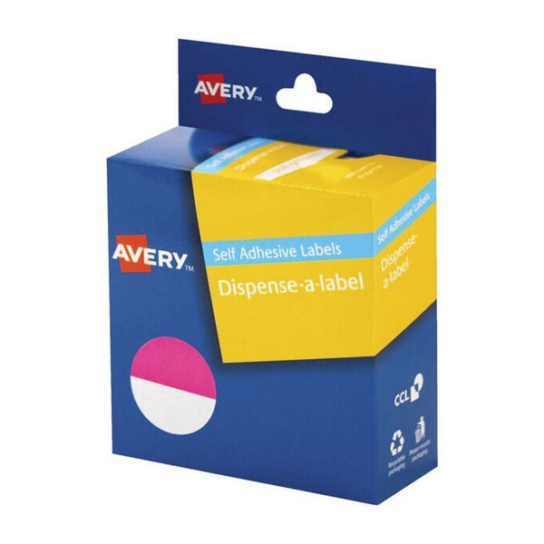Avery Round Label Dispenser 24mm 500pk (Pink/White) Carousel 1