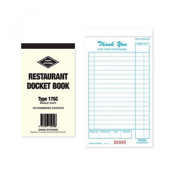 Zions Single Copy Restaurant Docket Books 17SC Carousel 1