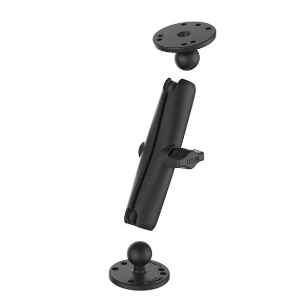 RAM Double Ball Mount with 2 Round Base Plates - B Series (1" Ball) - Long Carousel 2