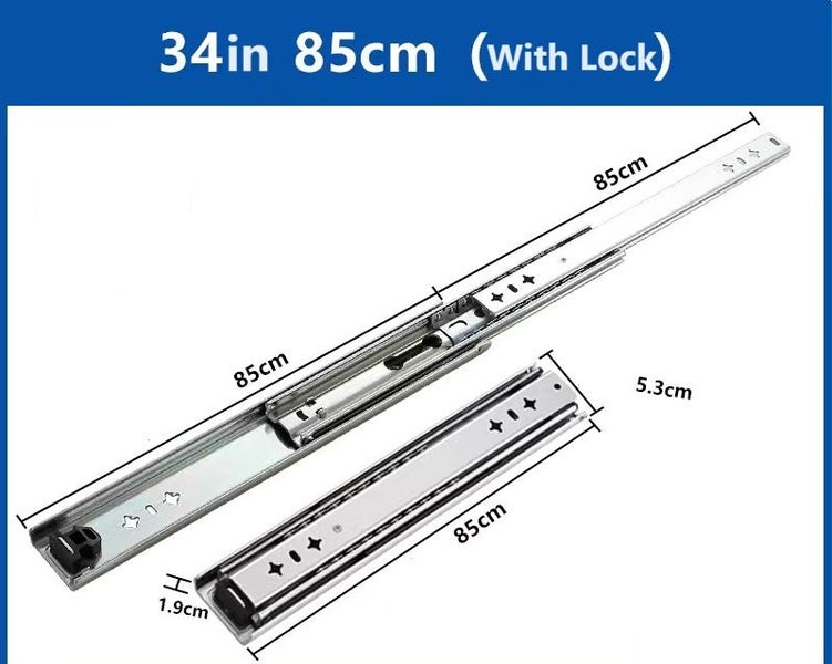 Drawer Slides 850mm x 53mm With Lock Heavy Duty Runners | Ball Bearing Runners Carousel 2