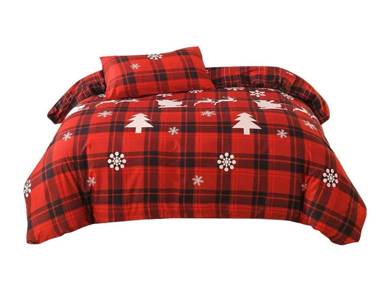 2Pcs Christmas Printed Bedding Set Single Quilt Cover Pillowcases Set - Style 2 Carousel 1