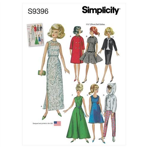 Simplicity Pattern 9396 Vintage Doll Clothes OS (ONE SIZE) Carousel 1