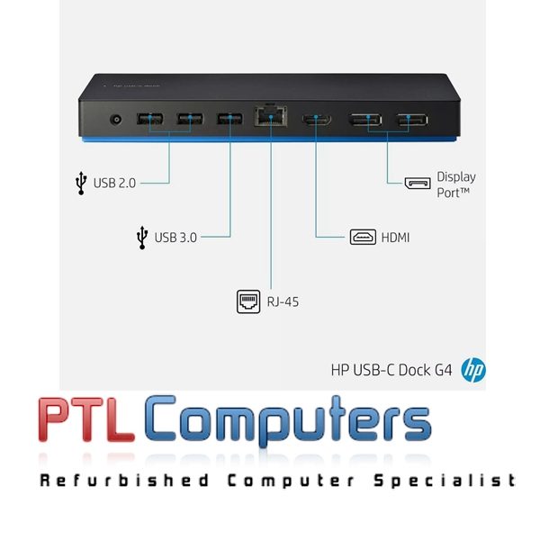 *Used* HP USB-C Dock G4 Docking Station HDMI DisplayPort L13899-001 90W adapter Carousel 1