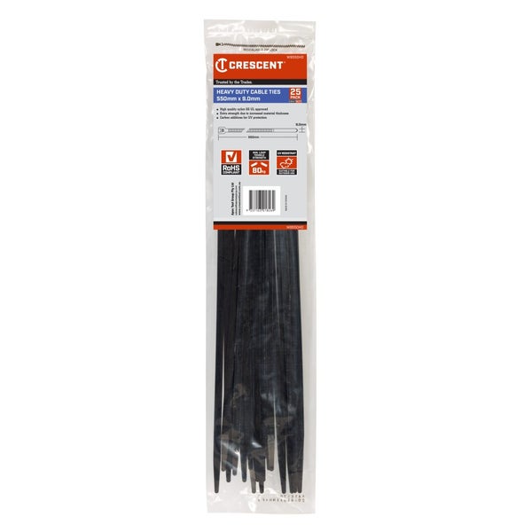 Crescent Heavy Duty Cable Ties 610 x 9mm (25 Pack) Carousel 1