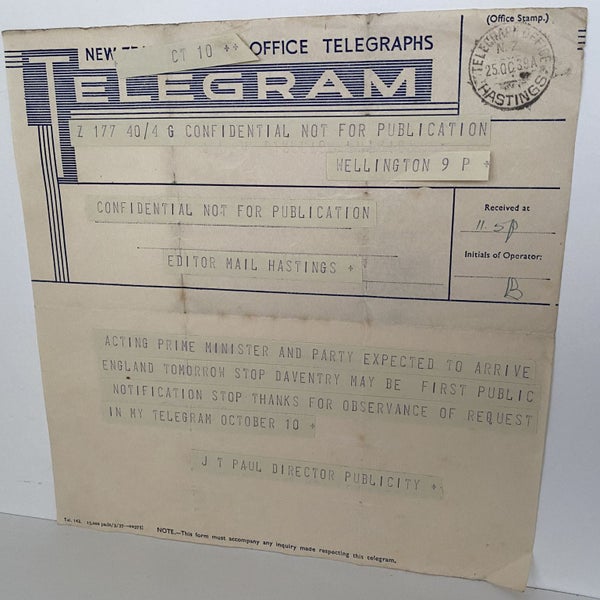 VINTAGE NEW ZEALAND POST OFFICE TELEGRAM 1939 Carousel 2
