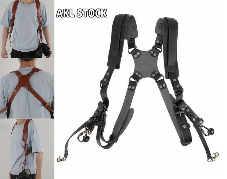 Dual Camera Leather Harness (Auckland Clearance) Carousel 1