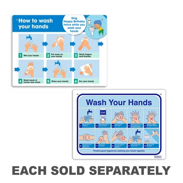 Durus How To Wash Hands Wall Sign (Blue/White) Carousel 2
