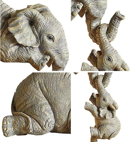 Three elephants resin gardening ornaments Cute Elephant Figurines hanging Carousel 2