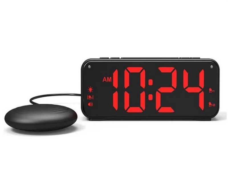 Extra Loud Vibrating Alarm Clock with Bed Shaker for Heavy Sleepers Black Carousel 2