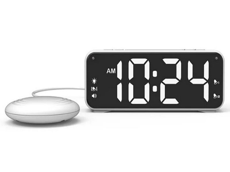 Extra Loud Vibrating Alarm Clock with Bed Shaker for Heavy Sleepers White Carousel 2