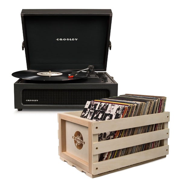 Crosley Voyager Black - Bluetooth Portable Turntable & Record Storage Crate Carousel 1