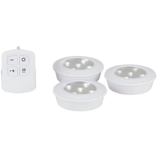 Remote Controlled LED Puck Light Triple Pack Carousel 2