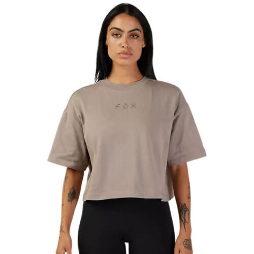 FOX RACING WOMENS WORDMARK CROP TEE [TAUPE] Carousel 5
