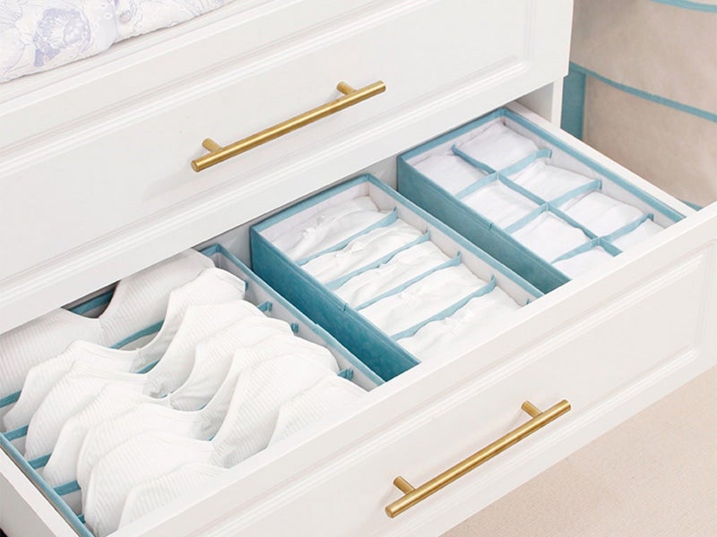 Set of 4Pcs Foldable Bra Storage Box Underwear Closet Organizer Kit Blue Carousel 3