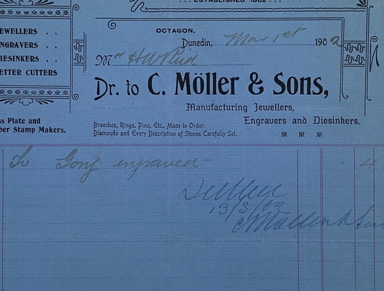 ANTIQUE INVOICE: C. Moller & Sons, Dunedin – Jewellers and Engravers 1902 Carousel 1