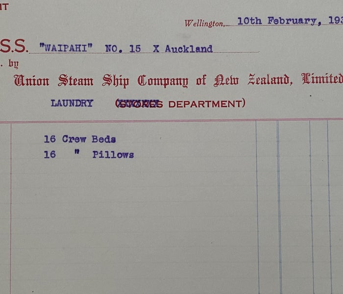 VINTAGE STORES NOTE: Union Steamship Company of New Zealand - Waipahi 1933 Carousel 1