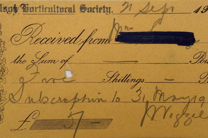 ANTIQUE RECEIPT: The Nelson Horticultural Society 1928 Carousel 1