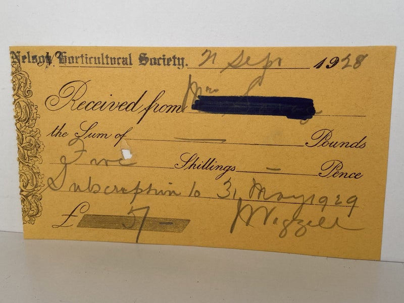 ANTIQUE RECEIPT: The Nelson Horticultural Society 1928 Carousel 2