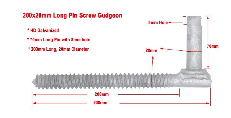 10pcs 200mm x 20mm Screw Gudgeon Long Pin -- Brand new Carousel 1