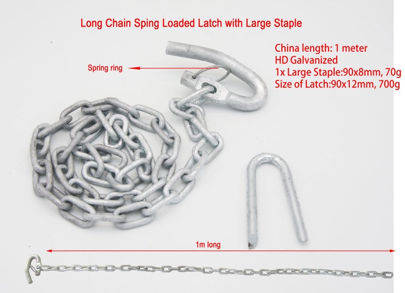 1 set Long Chain Spring Loaded Farm Gate Latch --- Brand New Carousel 1