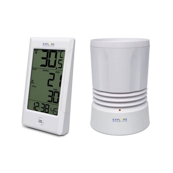 Explore Scientific Rain Gauge w/ Indoor/Outdoor Temperature Carousel 1