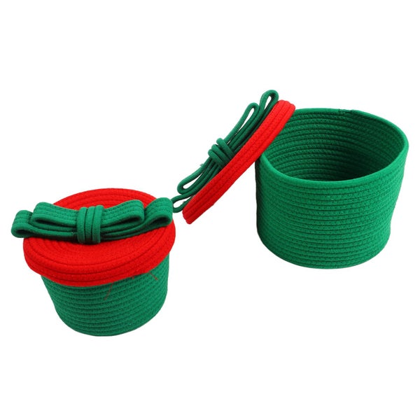 hand woven storage basket cotton rope baskets for storage 2 Sets Hand Woven Carousel 1
