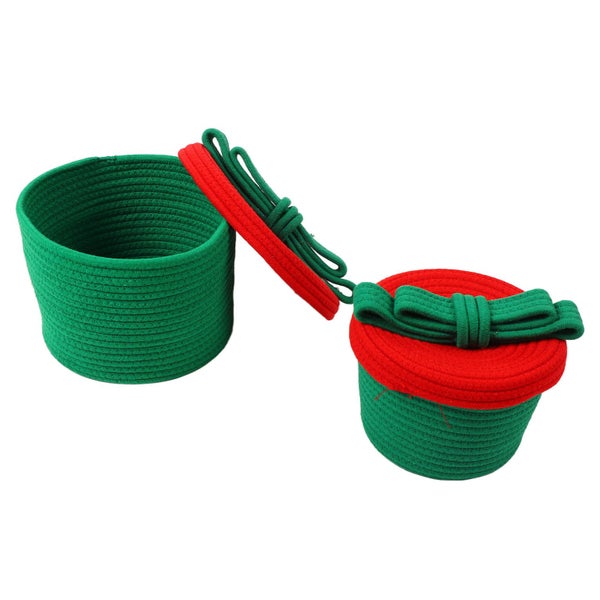 hand woven storage basket cotton rope baskets for storage 2 Sets Hand Woven Carousel 2