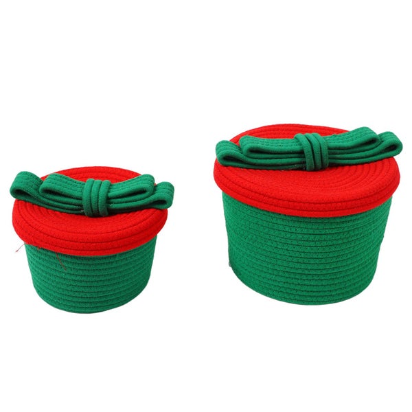 hand woven storage basket cotton rope baskets for storage 2 Sets Hand Woven Carousel 8