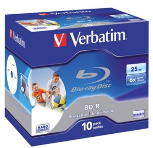 Verbatim BD-R 25GB 6X White Wide Printable 10 Pack in Jewel Cases Carousel 1