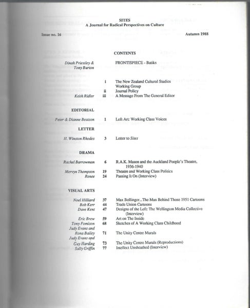 Sites - Journal for Radical Perspectives on Culture. Issue 16, Autumn 1988 Carousel 2